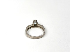 Vintage 925 N-D Sterling Silver Add On Ring w/ Round Light Blue Stone Size 8.75