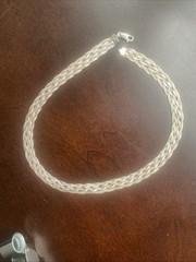Vintage SU 925 Sterling Silver Braided Herringbone Woven Mesh Necklace 18” X 13m