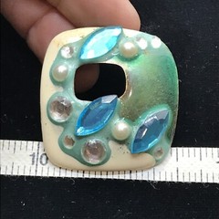 Vintage La Rage Modernist Mixed Materials Textured Metal Design Pierced Earring