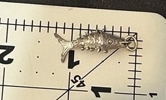 Vintage Articulated Fish Charm Pendant Sterling Silver Moving Segmented Koi