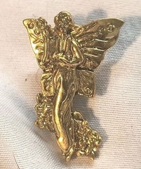 6 Vintage FAIRY ANGEL Gold Tone Lapel Pins Tie Tacks DIY Hat Purse Embellishment