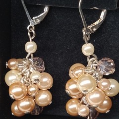 ROSE PEARLESQUE: Statement Necklace , Bracelet Multirang AND Cluster Earrings