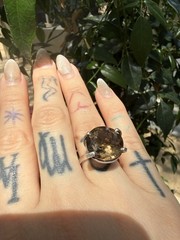 7 Carat Smoky Topaz Ring 800 Silver Vintage Size 6.75 High Profile Estate Piece