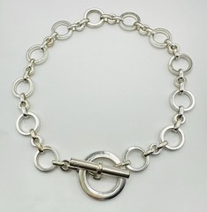 Ralph Lauren RLL Ring Round Links Silvertoned Toggle Closure #27-26