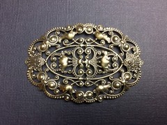 24433 Brass Oxidized Large Victorian Filigree Jewelry Finding