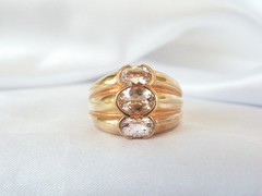 Sterling Silver 925 Gold on Natural Irradiated Morganite Ring Size 9