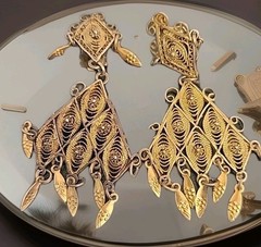 Earrings Clip On Jerusalem 935 Silver Dangle Filigree /Cannetille /antique
