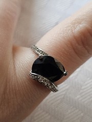 Vintage 925 Sterling Silver Black Onyx Cubic Zirconia Ring Size 8
