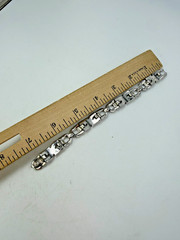 Vintage Bracelet Trifari Rhinestone Chain Pot Metal Silvertone DAMAGED PJ