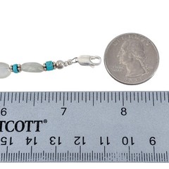 Vintage Sterling Silver 925 Moonstone Turquoise Beaded Bracelet 7.5″