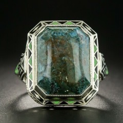 1930’s Vintage Art Deco Chalcedony (20 x 17 mm) Quartz In 925 Solid Silver Ring