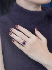 3Ct Art Deco Style Lab Created Ruby & Sapphire Engagement 14k White Gold FN Ring
