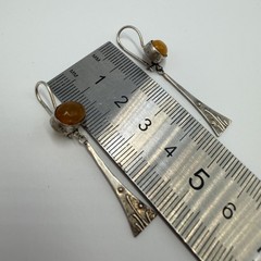 Vintage Modernist Baltic Amber Drop Earrings 875 Silver Soviet Era Dangle Hooks