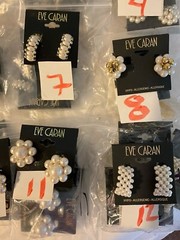 Vintage Eve Caran 1980’s/1990’s FABRICATED PEARL VINTAGE CLIP EARRINGS NWT St#03