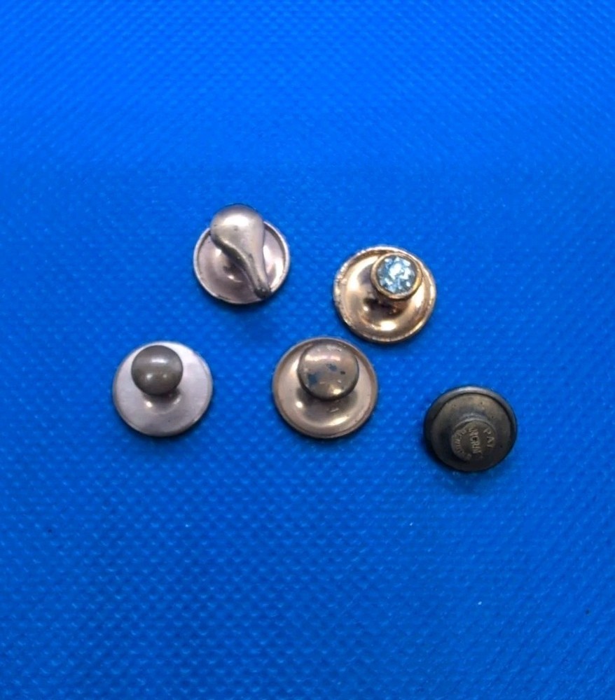 Antique Waistcoat Collar Buttons Dress Stud Flat Copper, Plated, Mother Of Pearl