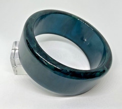 Vintage Bakelite Translucent Blue Moon Thick Walled Bangle Tested RARE