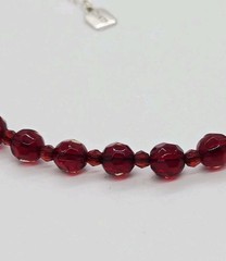 Chaps Necklace Red Faceted Beaded Silver tone Couture Vintage 21 in
