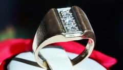 14k yellow gold ring 0.33ct natural diamond size 10 vintage handmade 7.35gr