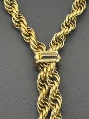 Vintage Lariat Double Dangle Components Polished W/Gold-Tone Rope Chain Unsigned