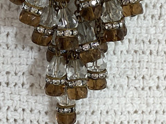 Unique Chandelier Dangle w Clear Rhinestones and Brown & Clear Crystals Brooch