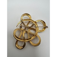 Vintage Abstract Gold Swirl Brooch Mid Century Minimalist Sculptural Gold Tone