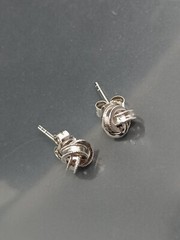 Vintage 925 Sterling Silver Knot Stud Post Earrings Minimalist Career Casual .3″