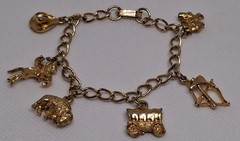 Western Cowboy Rodeo Charm Bracelet Solid Copper Gold Tone Horse Buffalo Wagon