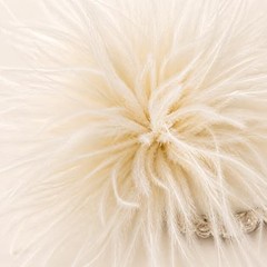 Ostrich Feather Flower Brooch Pin, Natural Beige Large 15cm Vintage Floral