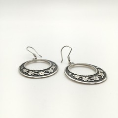 Vintage Sterling Silver Floral Hook Dangle Earrings Marked CM-10 925 Mex 12g #61