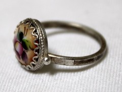 Vintage Russian Hand Painted Enamel Rings 4 Variation Finift Technique #7,12,87
