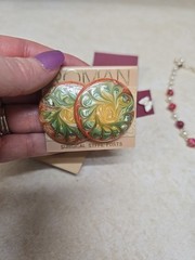 Vtg Jewelry Lot 1928 Roman Casual Corner by Hugo Enamel Earrings Pearl Necklace