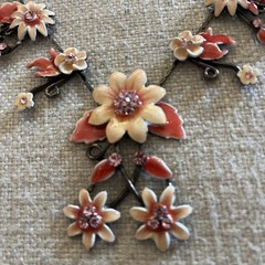 New necklace ceramic Jewelry, with rhinestones vintage style modern NWT