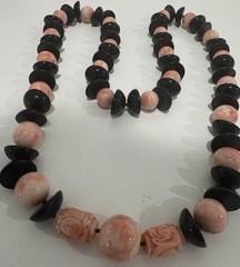 Elegant Estate AngelSkin Coral & Onyx Necklace No Clasp