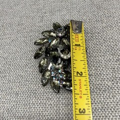Vintage BroochSmoky Gray Marquise AB Rhinestones 2.5 Inches