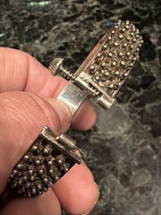 Sterling Silver Vntg Victorian Style Elegant Edgy Clamp Bracelet Unique Sz 7 EUC