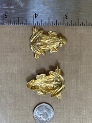 Vintage Raw Brass Frog Stamping 38mm Deep Relief Nature Jewelry Finding NOS USA