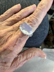 Ring. Sz 7.75. Big Opalite Stone In Silver Plate. Vintage