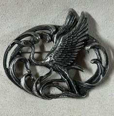 Antique Vintage Silver Tone Crane Bird Brooch