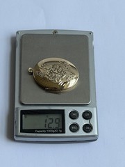 N/C 12k Gold Filled Chain & Etched Floral Locket Pendant Necklace