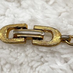 Vintage Bamboo Link Necklace Antiqued Textured Gold Tone 15.5″