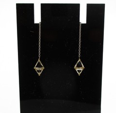 0.25 CTW Triangle Rose Cut Diamond Dangle Threader Earrings 3 1/4″ Long