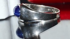 10k w/gold sz 10 ring 2.19c blue star lab created sapphire natural diamond 5.85g