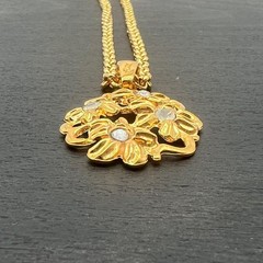 YSL Yves Saint Laurent Vintage Floral Necklace Gold Tone Rhinestone Rare Jewelry