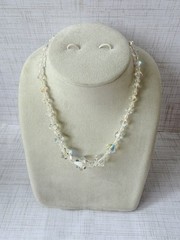 Vintage AB Aurora Borealis Crystal Bicone Bead Choker Necklace Jewelry