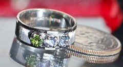 14k white gold ring 0.66ct multi gemstone mother’s size 7 handmade 4.2gr N2731
