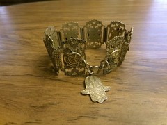 Vintage Women’s Souvenir Bracelet Morocco Hamsa Hand Elephant Link Bracelet