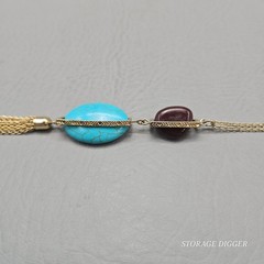 Vintage SHB Turquoise Howlite Tassel Pendant Gold Tone Chain Necklace 33″ Long
