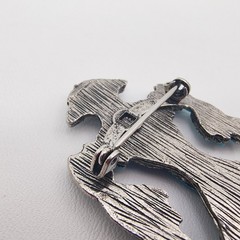 Vintage Thunderbird Brooch Silver Tone Faux Turquoise Southwestern Zuni Style