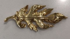 VIintage LEAF Brooch / Pin Signed M.JENT Polished & Brushed GoldTone LARGE