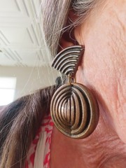 Vintage Designer Jeff Lieb Oversize Antique Bronze Clip Earrings